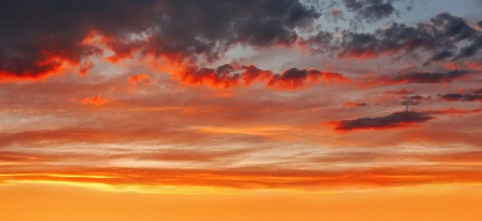 Background of cloudscape with beautiful red sunset clouds on sky Stock Photos