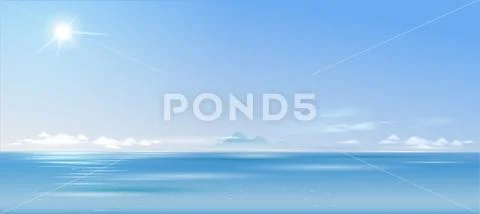 Background cloudy landscape over the sea and Stock Illustration