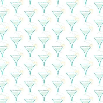 Background with cocktail. Seamless light white pattern. Illustrazione stock