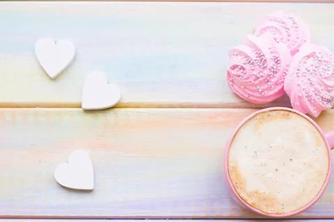 Background with coffee and sweets Stock Photos