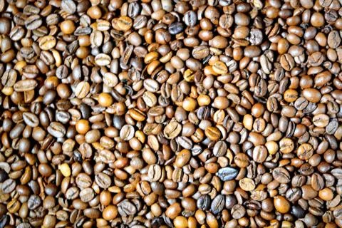 Background of coffee beans.	2 Stock Photos