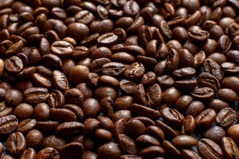 Background of coffee beans close-up Stock Photos