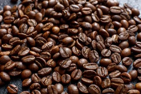 Background of coffee beans close-up Stock Photos