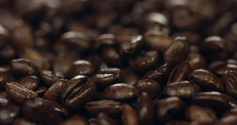 Background Of Coffee Beans Close Up Shot Of Delicious Dark Coffee Beans  Stock Footage 113354374