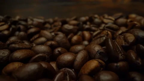 Background of coffee beans macro. Coffee beans close-up 4K. 스톡 동영상 151091517