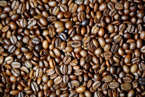 Background of coffee beans.	 Stock Photos