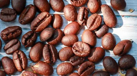 Background with coffee beans Stock Photos