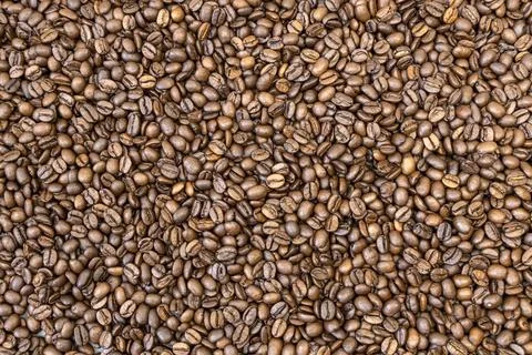Background of coffee beans. Roasted coffee beans can be used as a background. Stock Photos