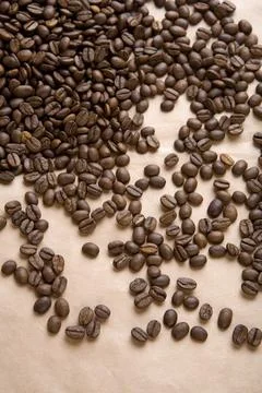 Background of coffee on a paper close-up Stock Photos