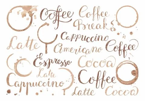 Background with coffee words in retro style Stock Illustration