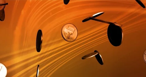 Background Coins of Euros Falling Stock Footage 108914654