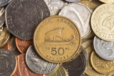 Background of coins money Stock Photos