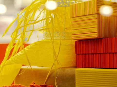 Background with a collection of gift boxes Stock Photos