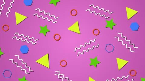 Background with color geometric shapes pattern in retro, memphis 80s - 90s style イラスト素材