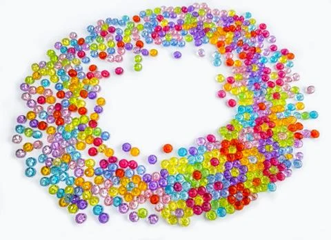 Background of colored beads on a white background Stock Photos