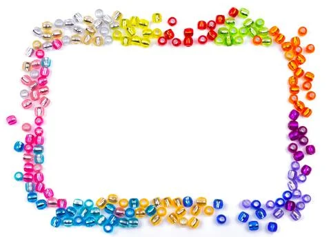 Background of colored beads on a white background Stock Photos