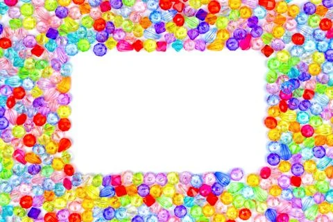 Background of colored beads on a white background Foto stock