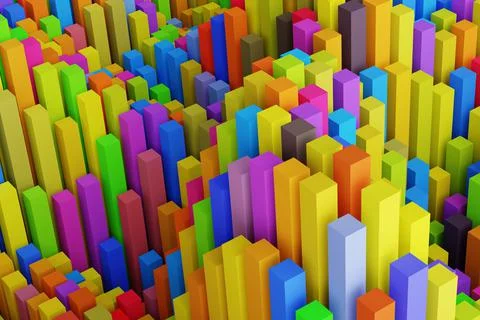 Background of colored blocks, cgi render image Stock Illustration