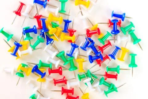 Background colored drawing pins Stock Photos