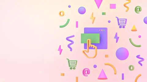 Background with colored geometric 3d shapes Stock-Illustration
