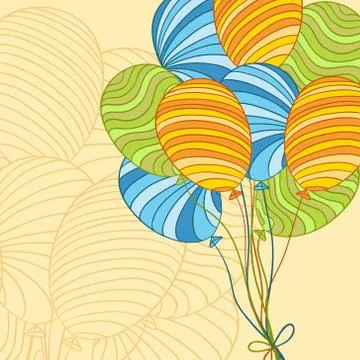 Background with colored hand drawn vector balloons Stock Illustration