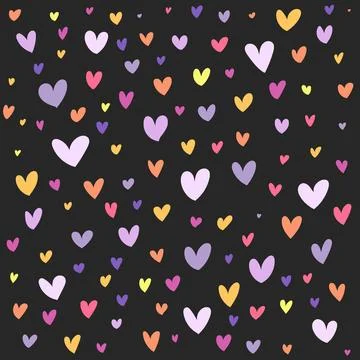 A background of colored hearts on dark Stock Illustration