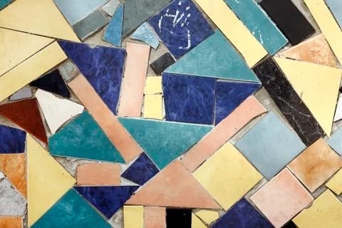 Background of colored mosaic with old tiles. Stock Photos