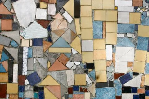 Background of colored mosaic with old tiles. Stock Photos