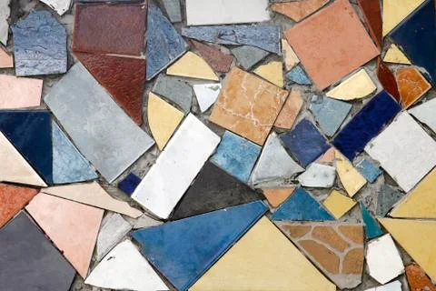 Background of colored mosaic with old tiles. Stock Photos