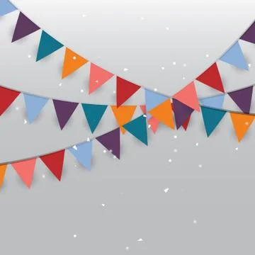 Background of colored party flags and confetti 스톡 일러스트