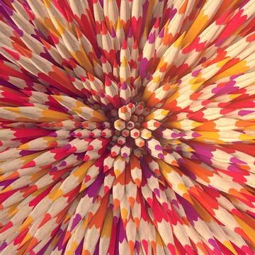 Background of colored pencils for creativity closeup. 3d rendering Stockillustratie