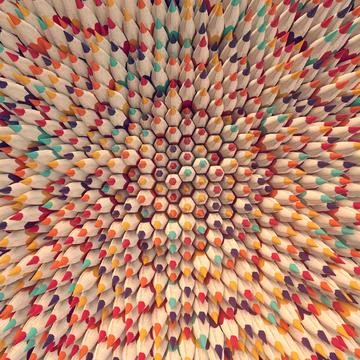 Background of colored pencils for creativity closeup. 3d rendering Stockillustratie
