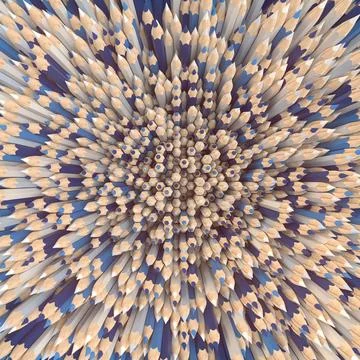 Background of colored pencils for creativity closeup. 3d rendering Stock Illustration