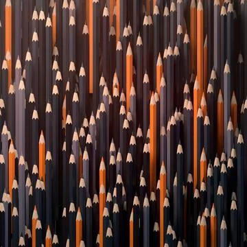Background of colored pencils for creativity closeup. 3d rendering Stock Illustration