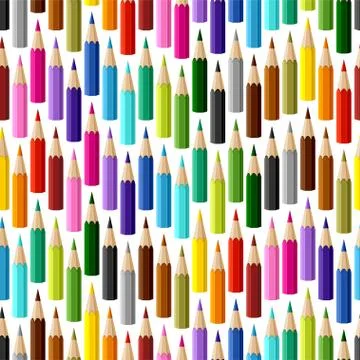 Background with colored pencils. Vector seamless pattern Stock Illustration