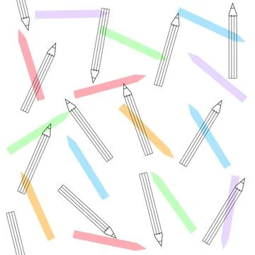 Background with colored pencils. Vector seamless pattern. Stock Illustration