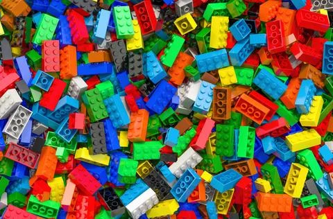 Background from colored plastic building blocks, 3D rendering Background f... Fotos de archivo