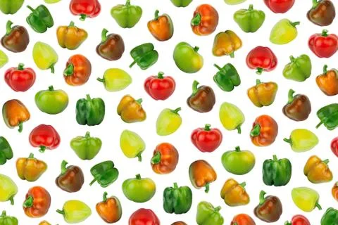 Background from colored raw bell peppers, isolated Stock Photos