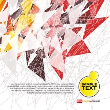 Background of colored triangles in warm colors with space for te Stock Illustration