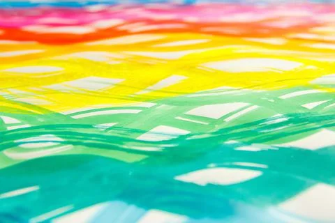 Background from colored undulated lines, pattern made from watercolor paints Stock Photos