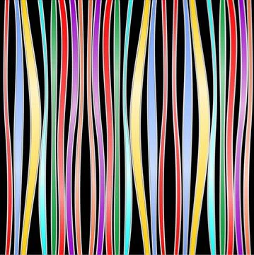 Background with colored vertical wavy stripes. Each bar is bounded by a silver Stock Illustration