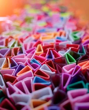 Background of colorful abstract texture with plastic triangles 库存照片