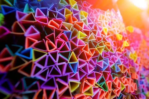 Background of colorful abstract texture with plastic triangles 库存照片