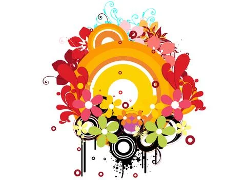 Background with colorful blossom pattern artwork Stock Illustration