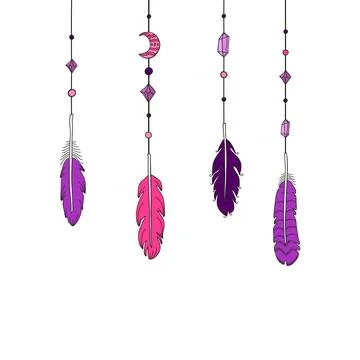 Background with colorful boho feathers. Stock Illustration