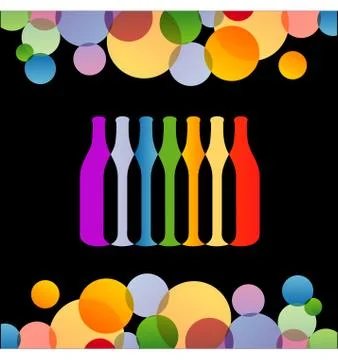 Background with colorful bottles Stock Illustration