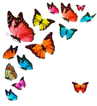 Background with colorful butterflies. Vector. Stock Illustration