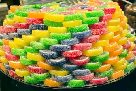Background. Colorful construction with candy sweets Stock Photos