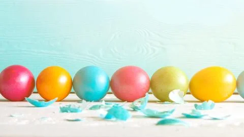 Background from Colorful Easter Eggs. Copy Space Stock Photos