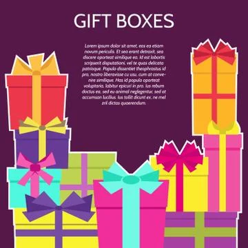 Background with a colorful gift boxes Illustrazione stock